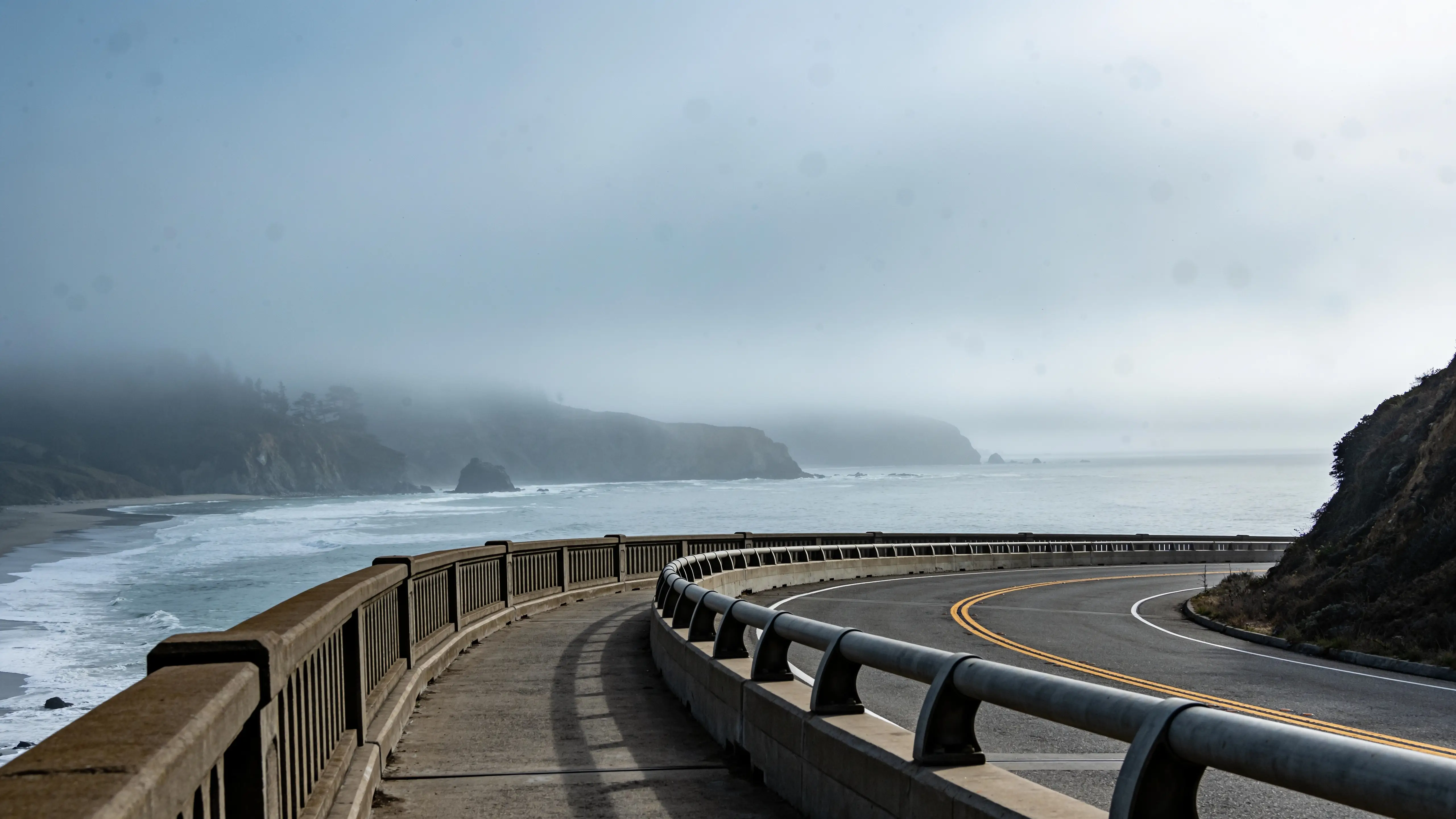 Foggy coastal highway